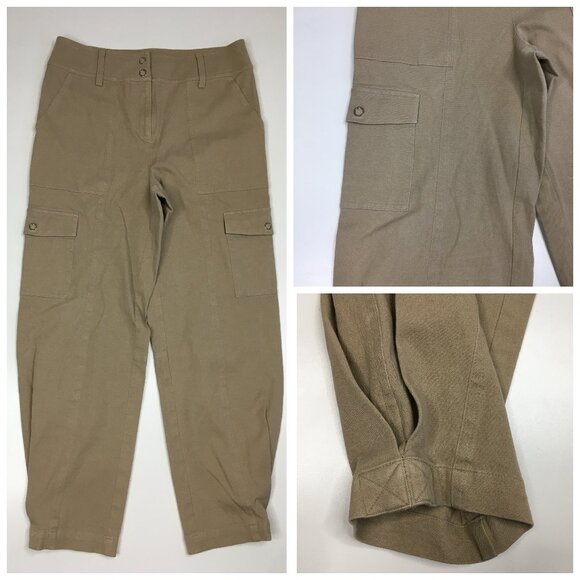 ELIE TAHARI Beige Cargo Flap Pockets Cinched Hem Ankle/Cropped Pant - Picture 1 of 11